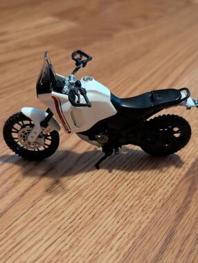 White and Black Ducati Motorcycle Toy - Adventure Ride